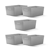 Graue Aufbewahrungsbox aus Kunststoff - 5 St. Ordnungsboxen für Küche, Haus oder Büro,...