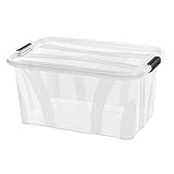 Aufbewahrungsboxen mit Deckel, 7L 14L 21L 32L 55L 80L Plastik Boxen Klickverschluss Stapelboxen...