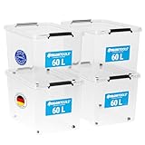 ATHLON TOOLS 4er Set 60l Aufbewahrungsboxen mit Deckel - BPA-freie & lebensmittelechte...