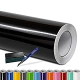 Folindo® Autofolie Schwarz Glanz (15€/m²) - 100 x 152 cm - Selbstklebende Car Wrapping Folie mit...