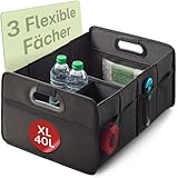 Praknu Kofferraum Organizer Faltbar XL – 3 Flexible Fächer mit 5 Taschen – Rutschfest –...