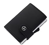Generisch Mini-Geldbörse Upcycling schwarz Rindleder für Mercedes Benz