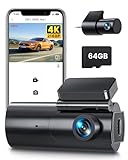 Dashcam Auto Vorne Hinten 4K/2,5K WiFi Dash Cam mit 64GB SD Karte, Dual Auto Kamera mit...