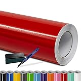 Folindo® Autofolie Rot Glanz (23€/m²) - 50 x 152 cm - Selbstklebende Car Wrapping Folie mit...