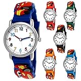 Kinder Autos Cars Kinder Uhr Jungenuhr Mädchenuhr Auto Rennauto Armbanduhr Silikon Armband Junge...