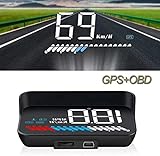 Head Up Display Auto HUD Anzeige OBD2 & HUD GPS Anzeige, iKiKin 3,5 Zoll Kopf-Display, Tachometer,...