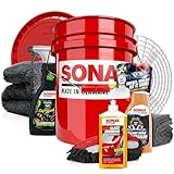 Autowäsche Set - SONAX: Autoshampoo Glanz Shampoo Konzentrat - SONAX Wascheimer mit Deckel &...