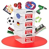 ATHLON TOOLS 4x 12.5 L Aufbewahrungsboxen mit Deckel, lebensmittelecht - Verschlussclips - 100%...