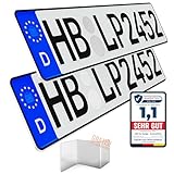 L & P Car Design KFZ Kennzeichen Auto Nummernschild 2 Stück 520mm x 110mm Wunschkennzeichen DIN...