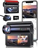 GKU 3 Lens 4K Dashcam 5GHz WiFi GPS, 4K+1080P Dashcam Auto Vorne Hinten/Innen, 1440P+1080P+1080P...