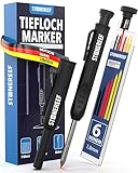 STONE REEF Tieflochmarker Profi [inkl. Köcher] - Bleistift Baustelle, Zimmermannsbleistift,...