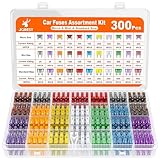 JOREST 300Pcs Kfz Sicherung Set, 160 Mini Flachsicherungen + 90 Standard Sicherungen + 50 Micro...