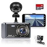 Abask Dashcam Auto Vorne und Hinten Autokamera mit 32 GB SD-Karte, 4 Zoll Full HD 1080P, 170 °...