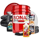 Autowäsche Set - SONAX: Autoshampoo Glanz Shampoo Konzentrat - SONAX Wascheimer mit Deckel &...