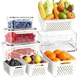 Nakelulu 7 Set Frischhaltedose for Obst & Gemüse, Aufbewahrungsboxen (2 x 0.38+2 x 0.85+2 x...