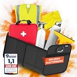 POUKO® Kofferraum Organizer Schwarz I Extrem stabiler Auto Organizer mit Anti-Rutsch-Klett I...